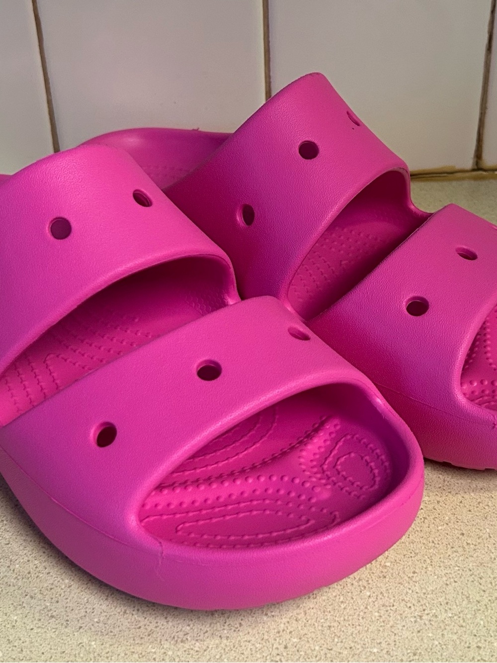 Hot Pink Ladies Croc Slide Sandals